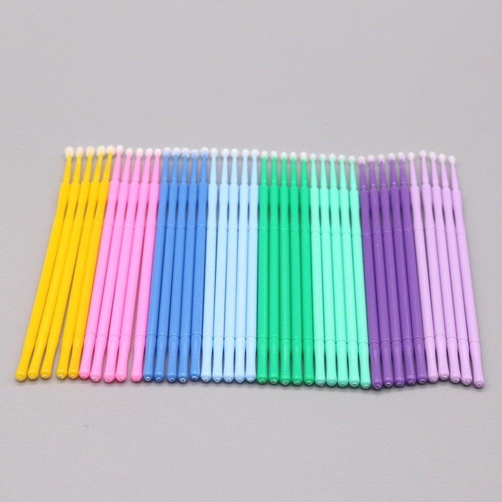 Lash Adhesive Glue - แปรงไมโครสำหรับต่อขนตาแบบใช้แล้วทิ้ง 100 ชิ้น/ล็อต แปรงทำความสะอาดกาวติดขนตา พร้อมแท่งทาฟรี อุปกรณ์แต่งหน้า