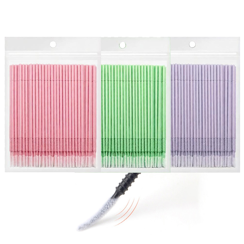 Lash Adhesive Glue - ไม้พันสำลีทำความสะอาดขนตาปลอม 500 ชิ้น ปลายยาว/สั้น สำหรับลอกกาวต่อขนตา แปรงขนาดเล็กสำหรับแต่งหน้า