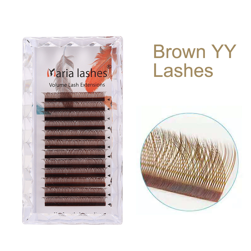 Eyelash Extension Human Hair - ขนตาปลอม MARIA Brown YY รูปทรง YY