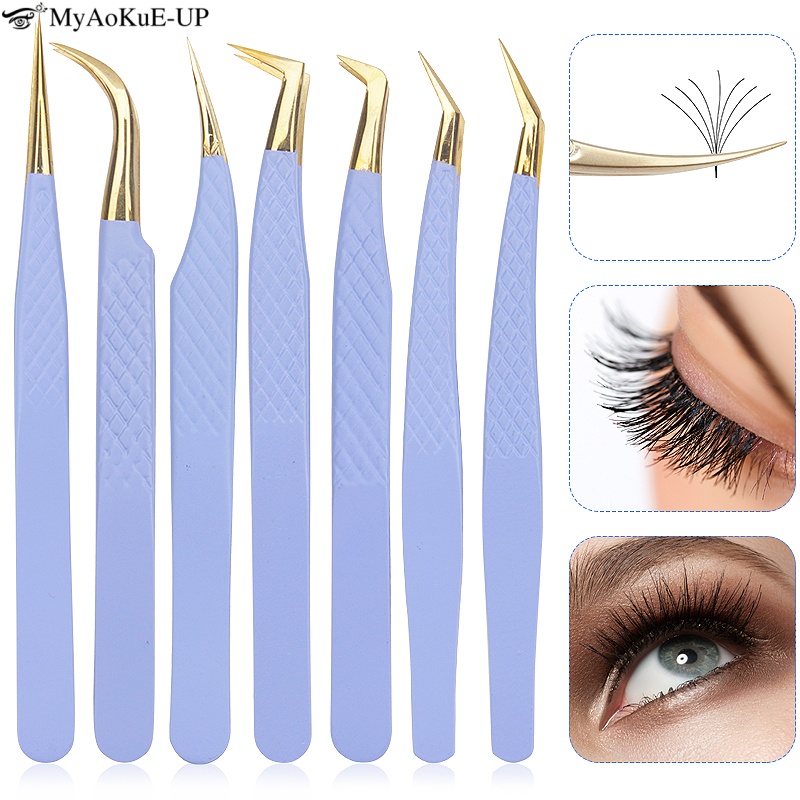 Refill Eyelash Extension - แหนบต่อขนตาสแตนเลสสีม่วง แหนบหนีบคิ้ว แหนบต่อขนตาปลอม แหนบสำหรับรีฟิลขนตา กำจัดขนตา อุปกรณ์แต่งหน้า