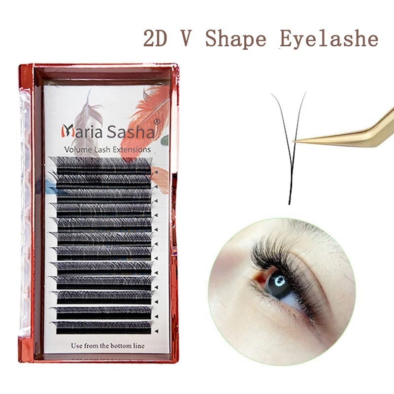 Eyelash Extension Human Hair - MARIA 2D Y รูปร่างขนตามือ Premium 2D