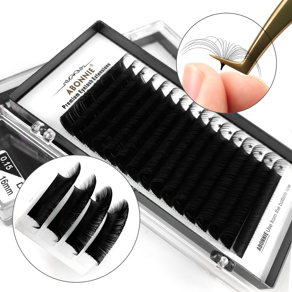 Eyelash Extension C Curl - Abonnie Eyelashes Extension ผ้าไหมนุ่มมืออาชีพแต่ละขนตา 16 เส้น/ถาด