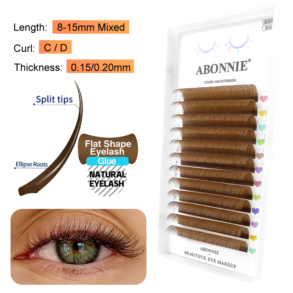 ABONNIE สีน้ําตาล Ellipse Flat - Eyelash Extension Human Hair บทวิจารณ์และราคา